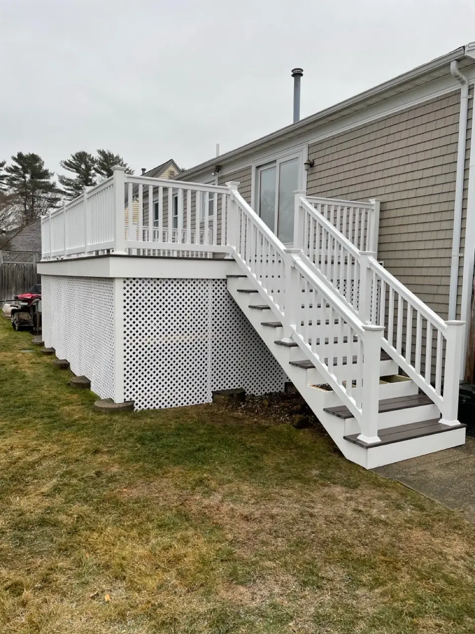Custom deck with railing in Mattapoisett MA